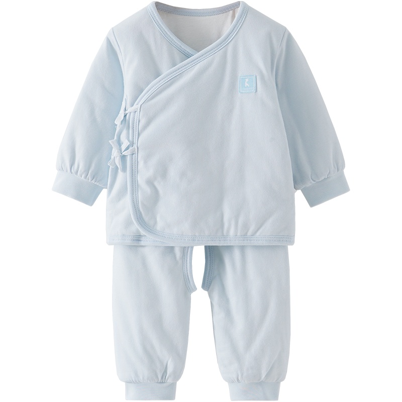 童泰(TONGTAI)秋冬款0-3月新生婴儿男女宝宝斜襟系带和服开裆保暖棉套装儿童内衣