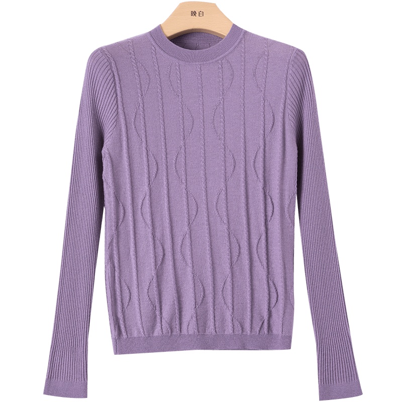 晚白2020冬季新品通勤简约纯色修身百搭常规打底衫毛衣针织衫女