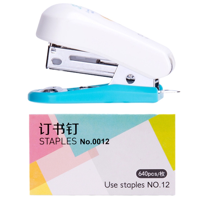 得力(deli) 彩色实用迷你型订书机卡式套装(订书机+订书针) 0352 12#钉