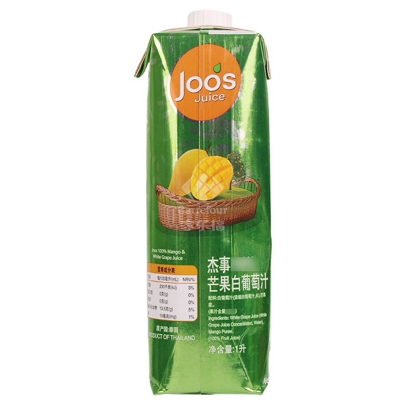 杰事 100%芒果白葡萄汁1000ml