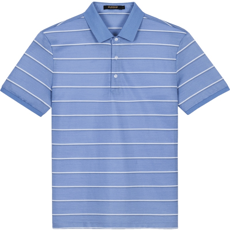 千纸鹤男装短袖polo衫男夏季新款时尚简约条纹翻领冰丝T恤男25182