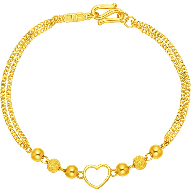 周大福珠宝首饰甜蜜心形足金金手链计价（工费188）F209408