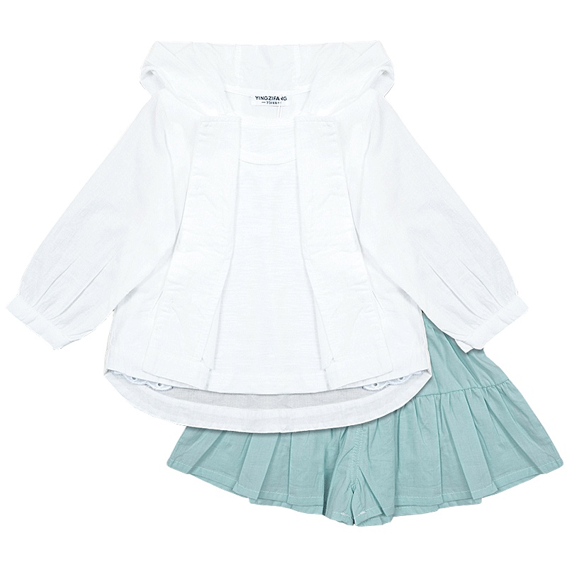 女童彩兰背心裙裤防晒服