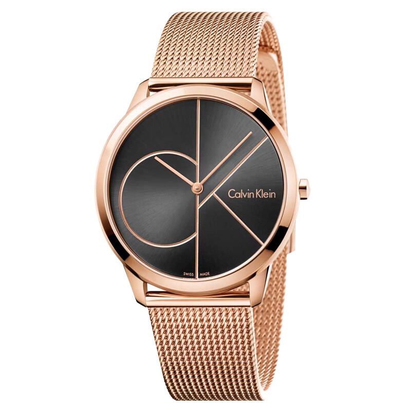 CK卡文克莱（CalvinKlein）手表 MINIMAL系列玫瑰金色米兰编织石英男士手表
