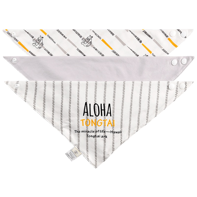 童泰TONGTAI新款婴儿围嘴三角巾男女宝宝按扣口水巾三条装不防水9-12月