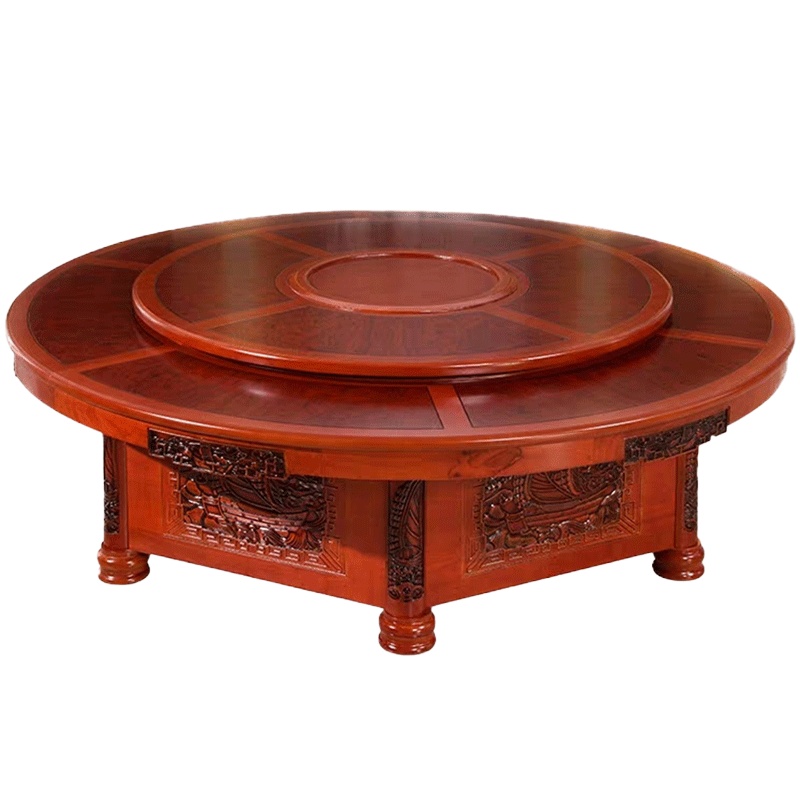 现代简约餐桌家用组合T实木大圆桌多功能餐桌凳餐椅