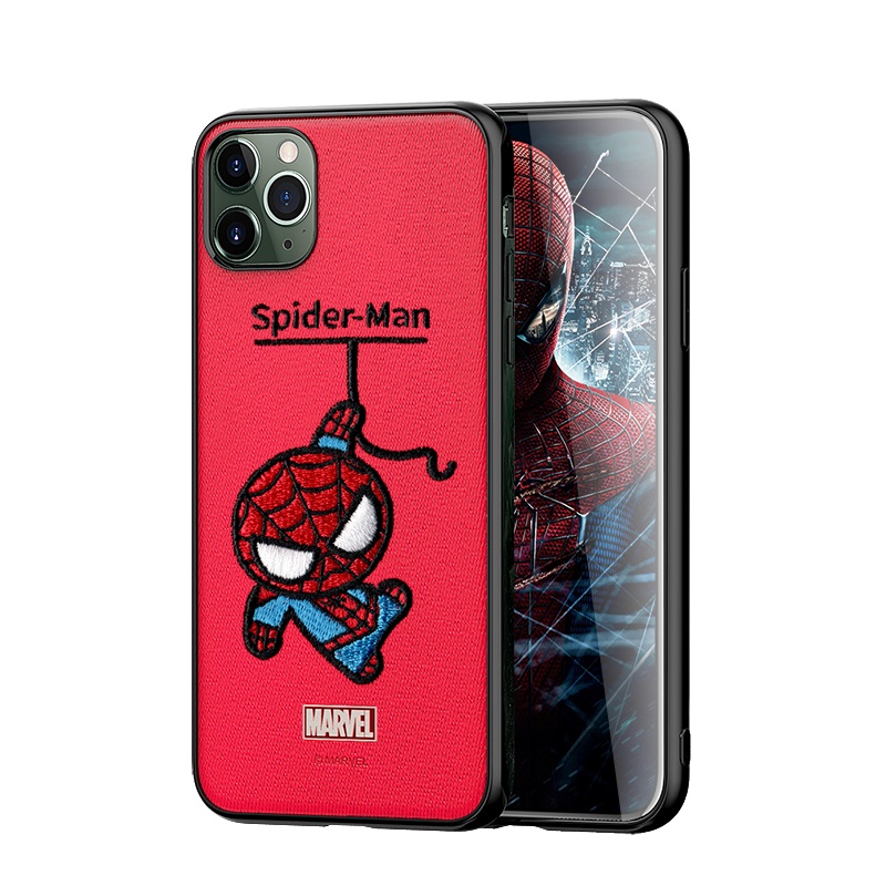 ESCASE 苹果11promax手机壳iPhone保护套卡通动漫硅胶软边全包防摔布艺刺绣工艺漫威正版红色蜘蛛侠