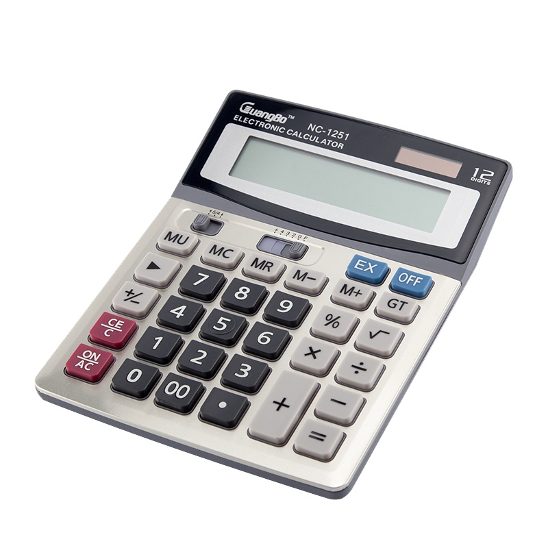 广博(GuangBo)NC-1251计算器 12位桌面计算机 太阳能计算器 商务办公财务计算机