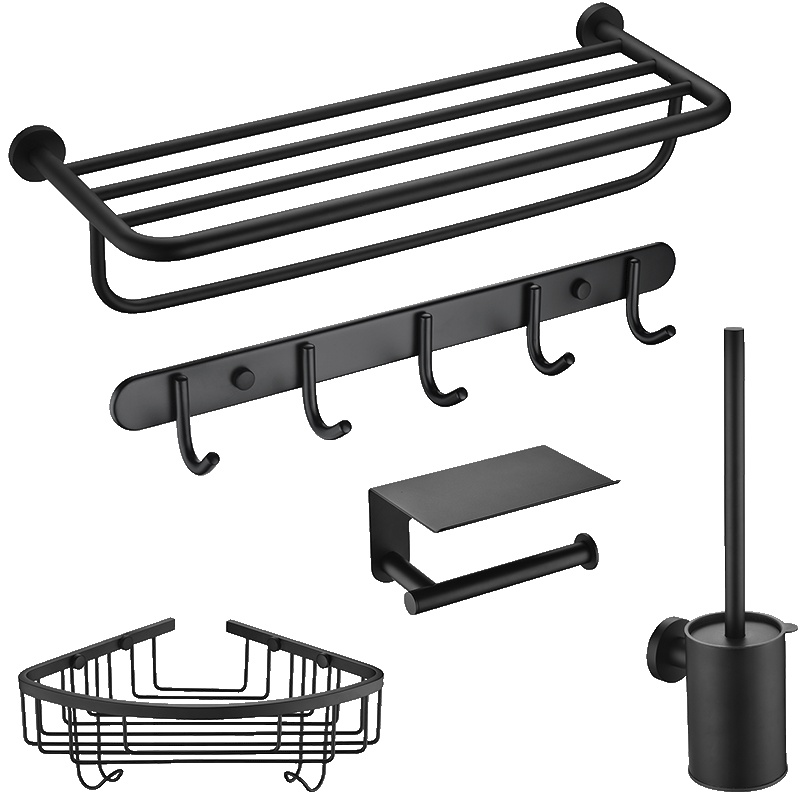 莱尔诗丹(Larsd)黑色欧式 304不锈钢毛巾架浴室挂件套装 浴室卫生间挂件置物