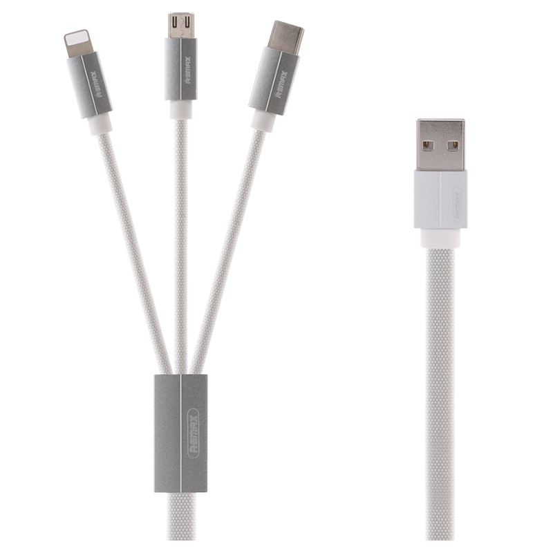 REMAX睿量 科罗拉三合一 数据线 RC-094th 白色 苹果安卓手机多用功能充电数据