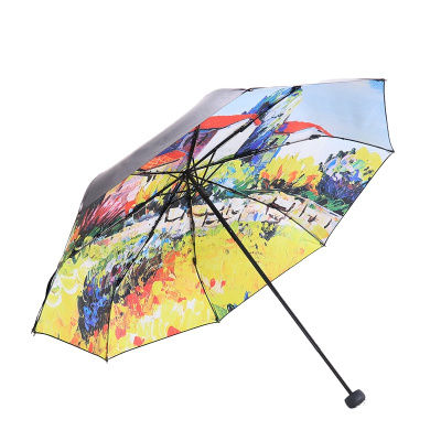 天堂伞 全遮光黑胶转印油画三折晴雨伞太阳伞 31848ELCJ1283