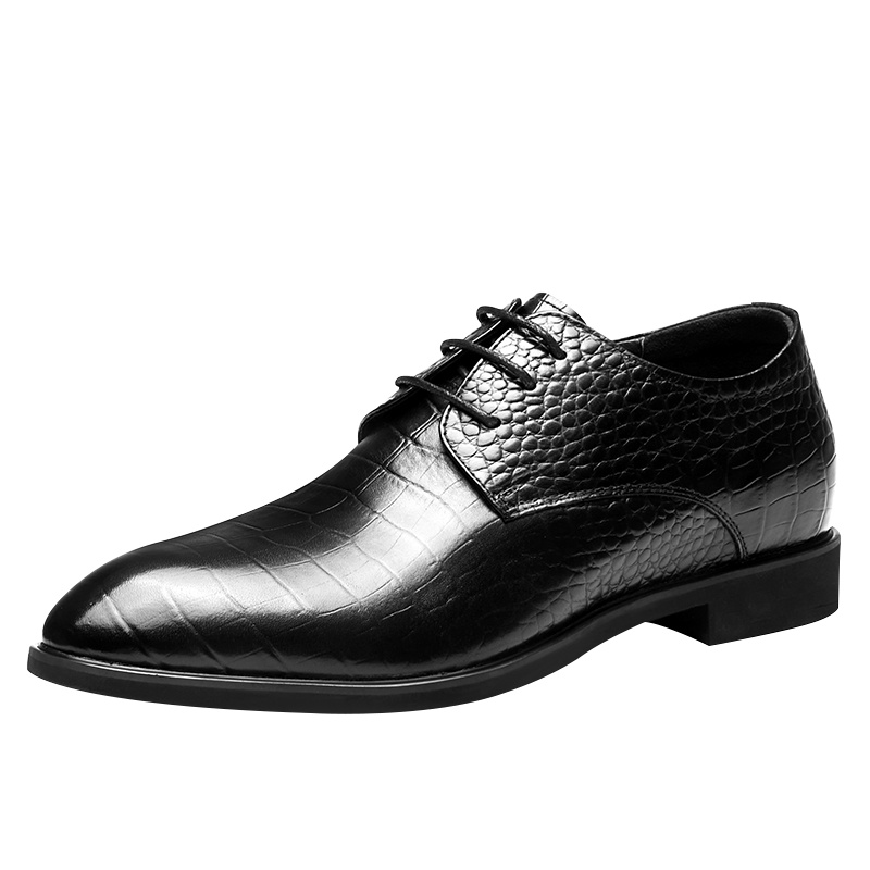 奥康男鞋春秋季商务正装皮鞋男士英伦尖头内增高鞋6cm休闲鞋 男