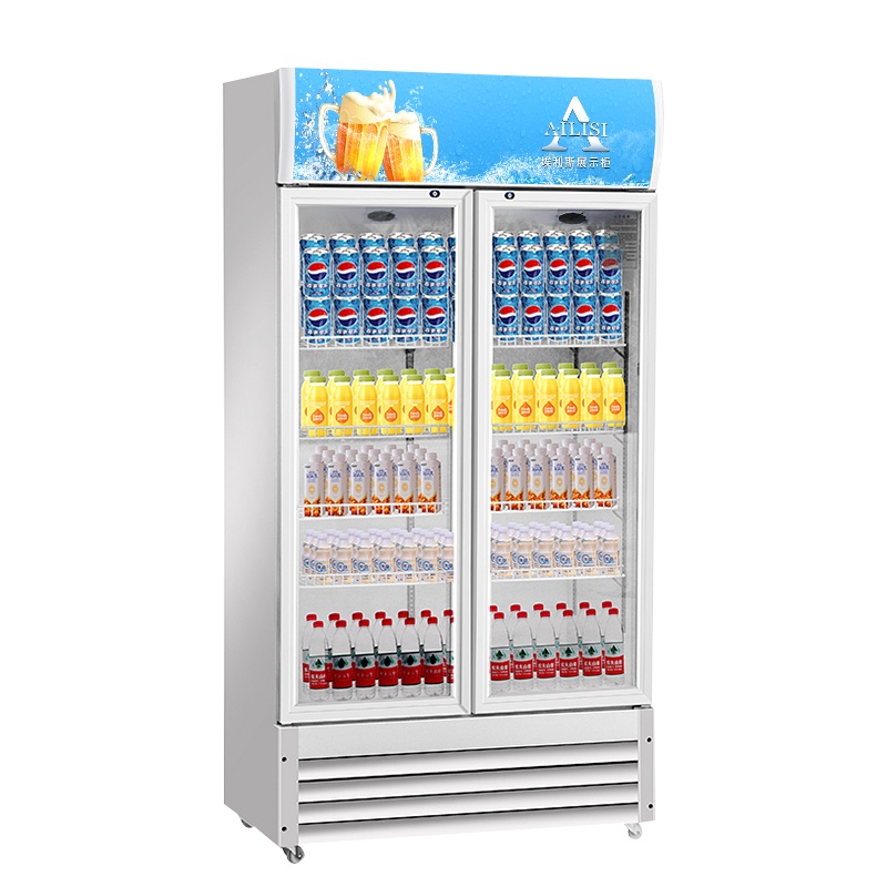 埃利斯(AILISI)680L商用展示柜 大容积立式陈列柜冷柜 保鲜柜玻璃门冰箱超市便利店饮料柜 单门冷藏风冷冰柜