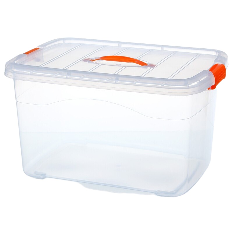 洁柔收纳盒有盖大小号手提储物箱装书 长39宽27高21 高透明