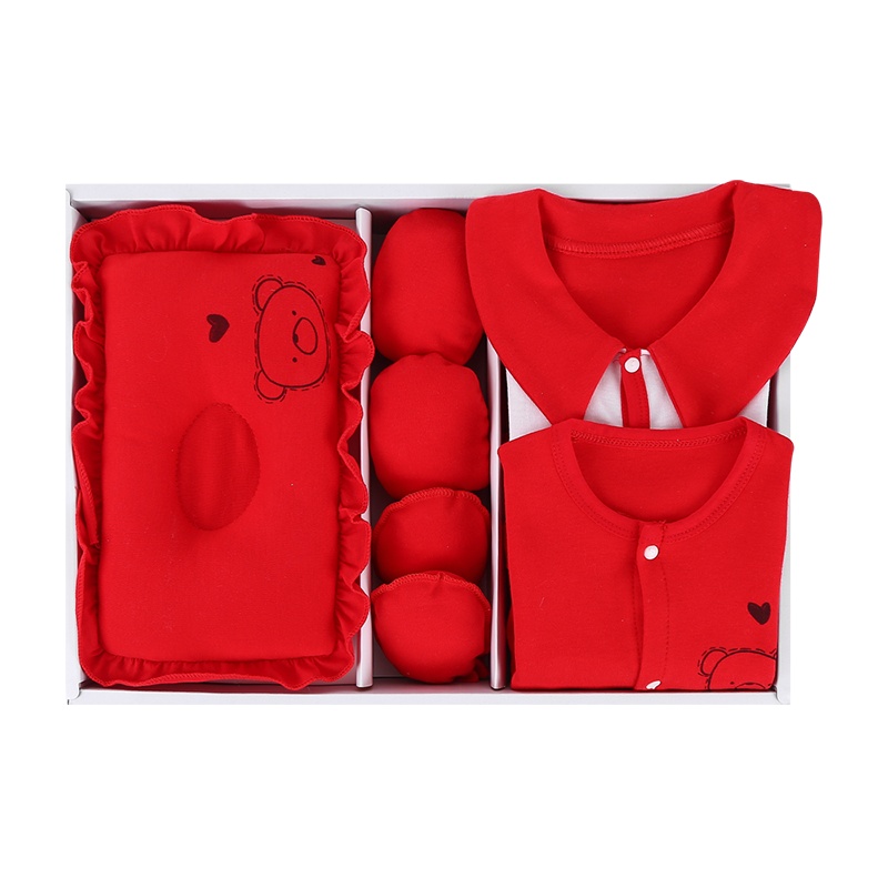 班杰威尔新生儿红色婴儿衣服春秋套装礼盒初生满月礼物宝宝母婴用品大全送礼高档