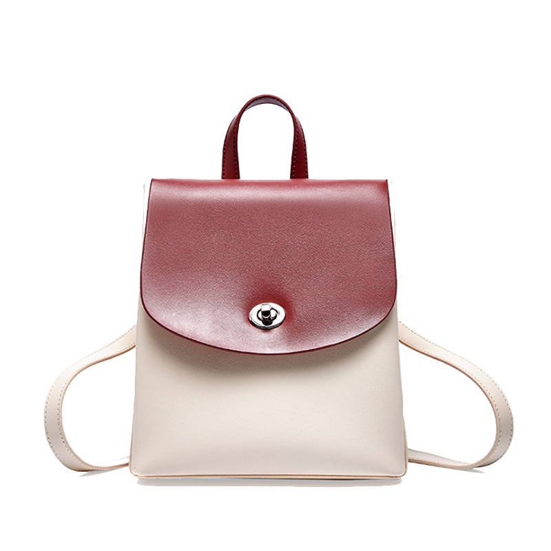 新款双肩包牛皮撞色背包女包双肩包女包包