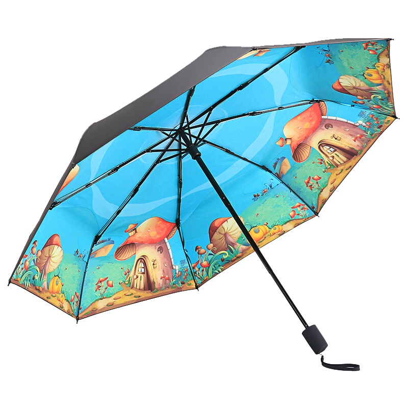 天堂伞 全遮光黑胶三折晴雨伞太阳伞 童话（内/外）88403ELCJ
