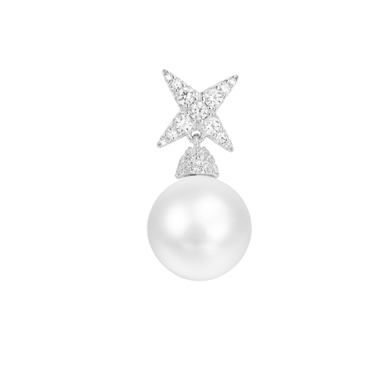 apm MONACO单只高档小星星珍珠耳环女士气质时尚穿孔925银耳饰耳坠奢华贵族AE11118XPL