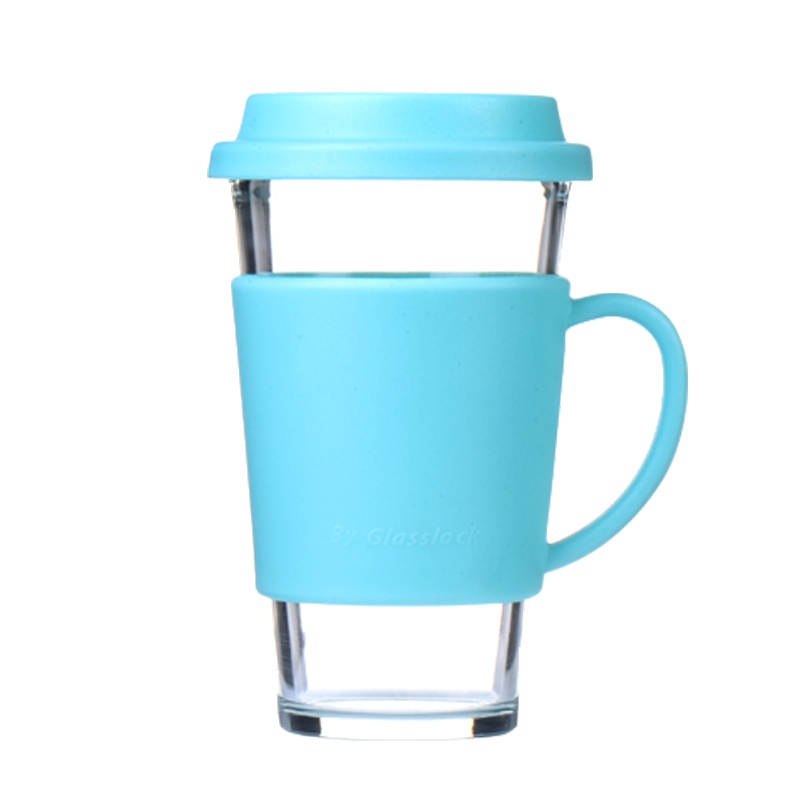三光云彩(GLASSLOCK) 韩国进口玻璃水杯办公室钢化玻璃耐热茶水杯带把手500ml便携男女学生杯子