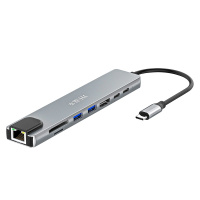 晶华 Type-C扩展坞 苹果华为P30手机笔记本电脑USB-C转HDMI/VGA转换器投屏网线接口八合一 N830