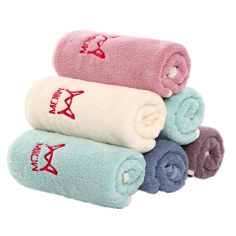 [线下自提 线上不发货]猫人暖绒毛巾柔软洗脸巾刺绣洗澡耐用不掉毛干发巾