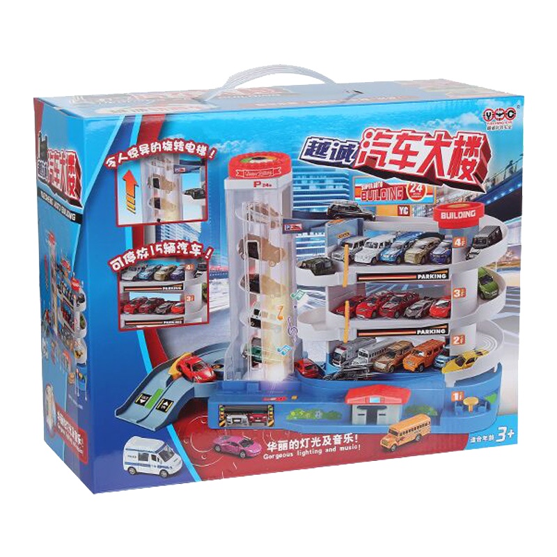 越诚汽车大楼停车场儿童大型电动轨道玩具小汽车闯关冒险(2015999汽车大楼4辆小车)