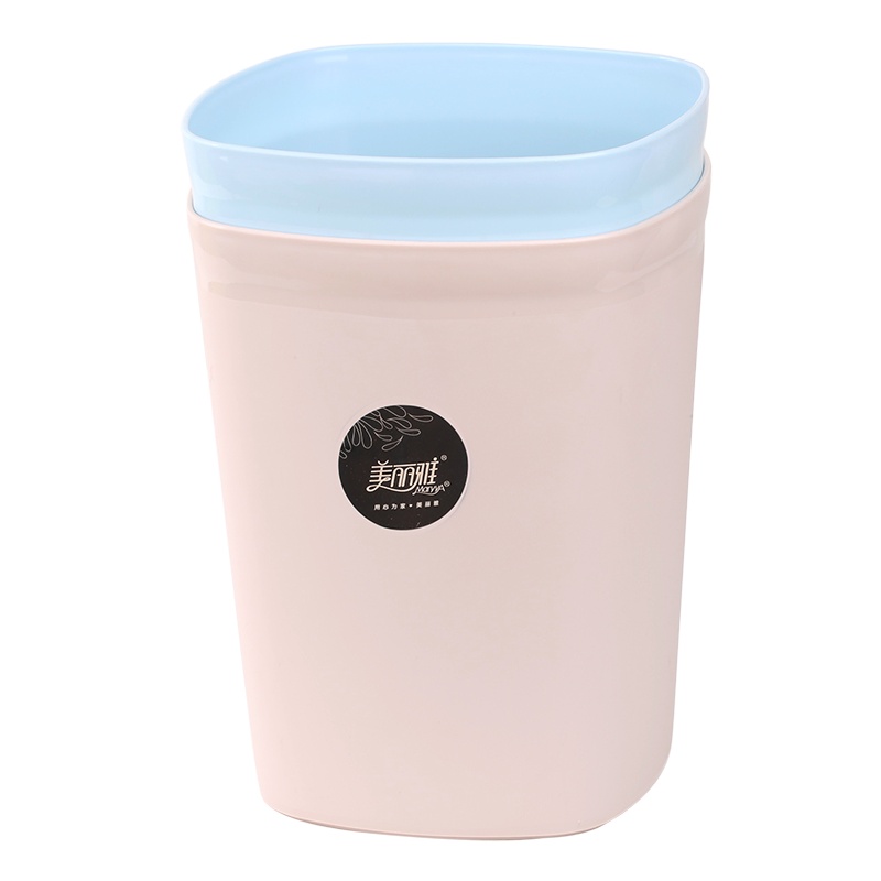 美丽雅 家用厨房卫生间无盖设计大容量炫彩垃圾桶方形9L(大)