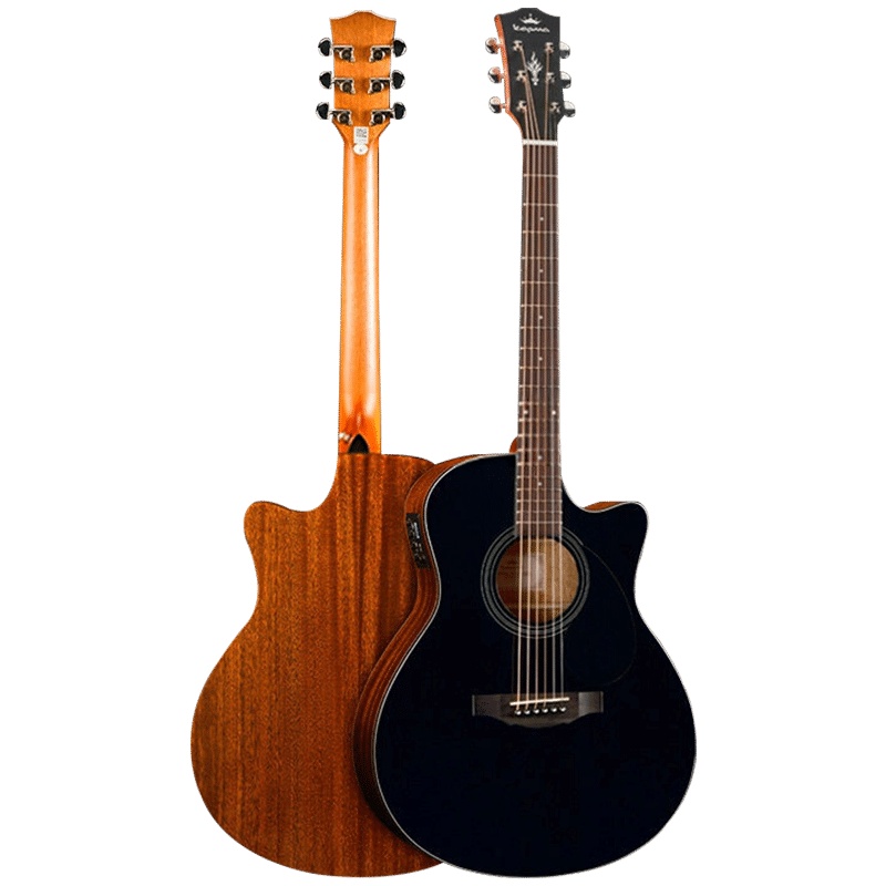 卡马(KEPMA)EACEBKM全新款电箱吉他初学者木吉他OM捅型 入门吉它jita哑光黑色40英寸