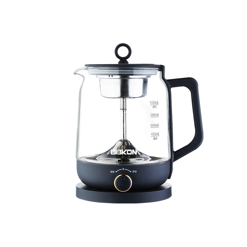 贝贝康(BBKON)煮茶器摩卡灰 蒸汽喷淋式煮茶器玻璃蒸茶壶黑茶办公室全自动保温多功能小型电热