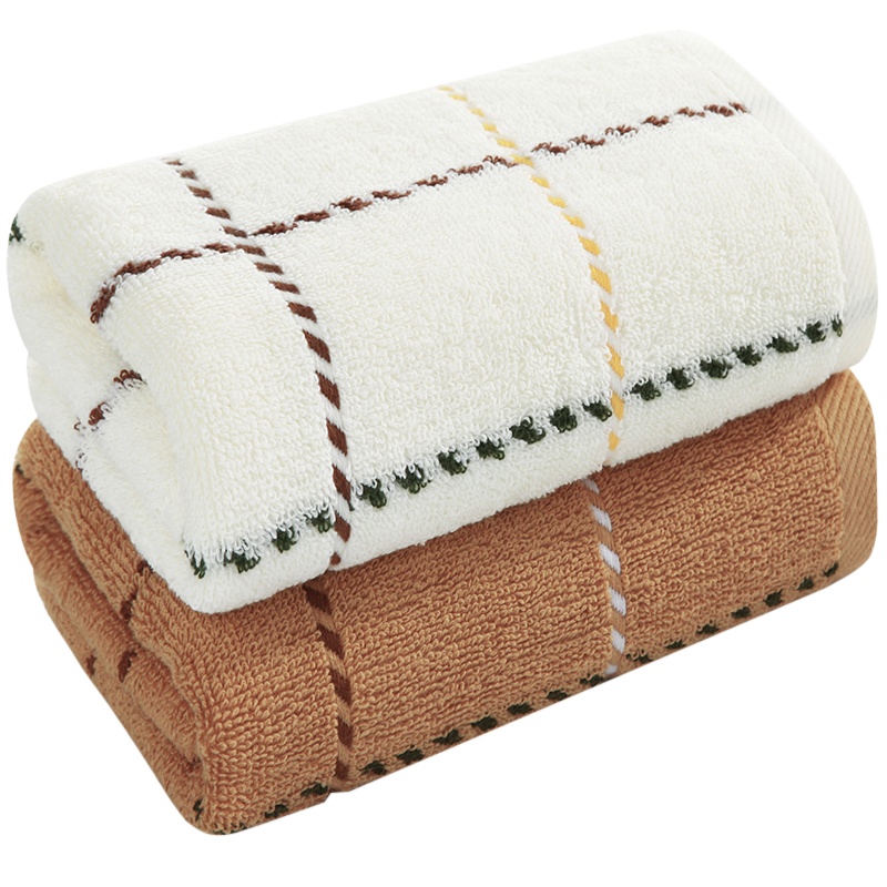 三利 毛巾家纺 纯棉素调格子毛巾 柔软吸水面巾