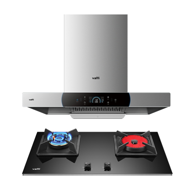 华帝(vatti)21立方欧式油烟机灶具套餐i11124+49B天然气挥手智控4.5kW火力防干烧高端蒸水洗一级能效
