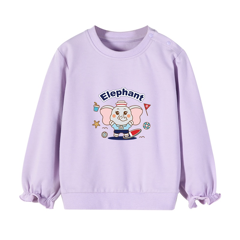 猫人儿童卫衣春秋纯棉袖口花边上衣女童休闲外穿打底衫