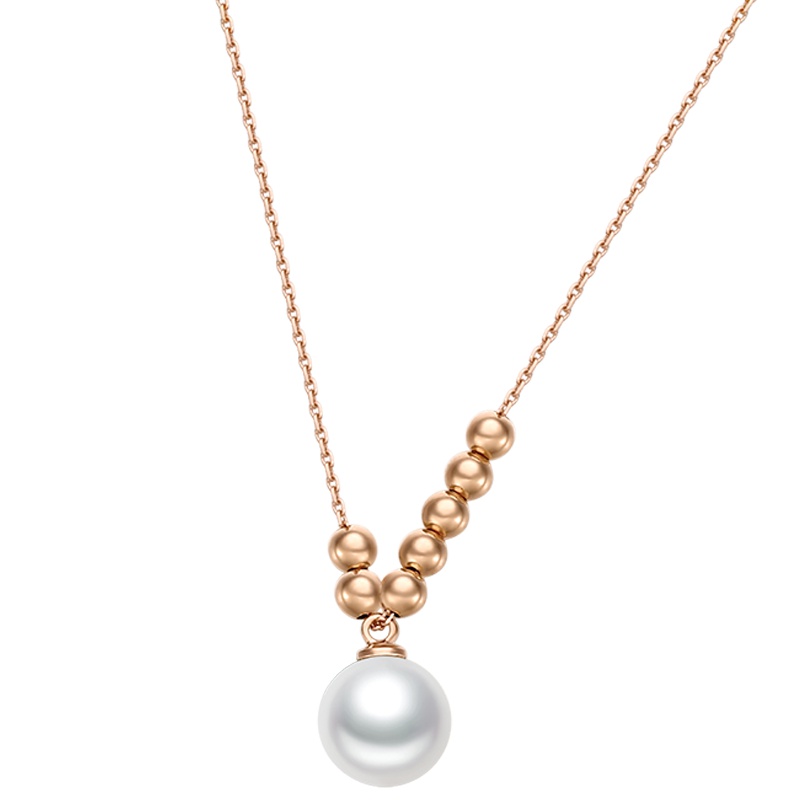 金一18K金淡水珍珠正圆无暇璀璨之心女士珍珠项链 (定价)CIC005 白色