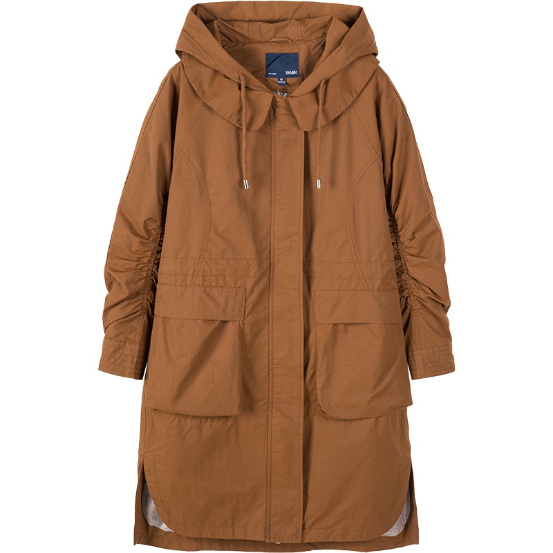 【满198减100预估价：84】Semir森马风衣女2019秋季新款连帽女装韩版宽松chic外套中长款休闲流行