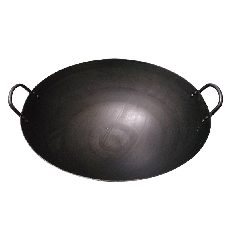 [规格:45*45 单位:cm]炒锅 双耳可抛炒菜锅 直径45CM商用食堂大炒锅 不粘锅加厚健康铁锅 广式黑油锅