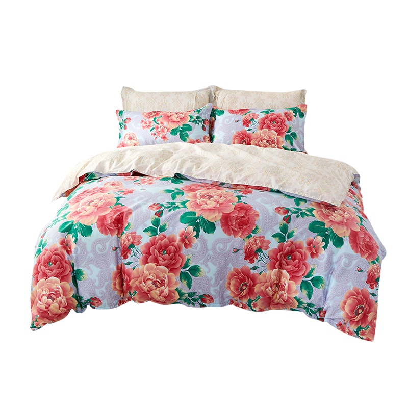 北极绒家纺 全棉玻尿酸清新四件套床单被套