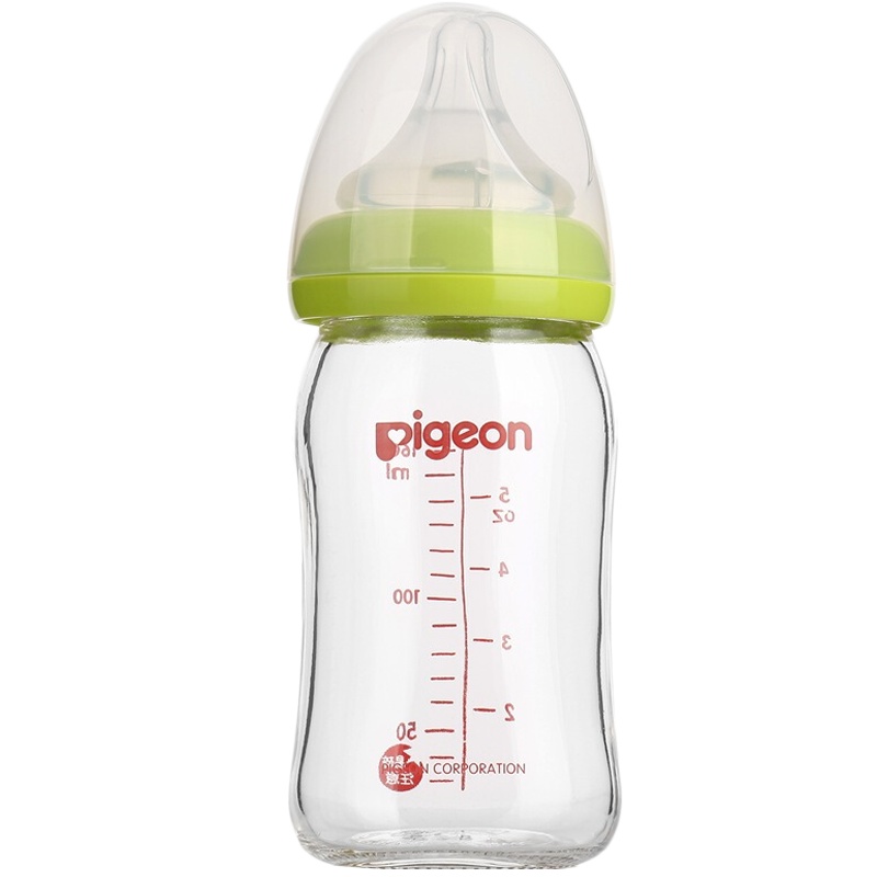 贝亲(Pigeon)宽口径玻璃奶瓶 宝宝喂养用品 160ml黄色AA73 SS号奶嘴