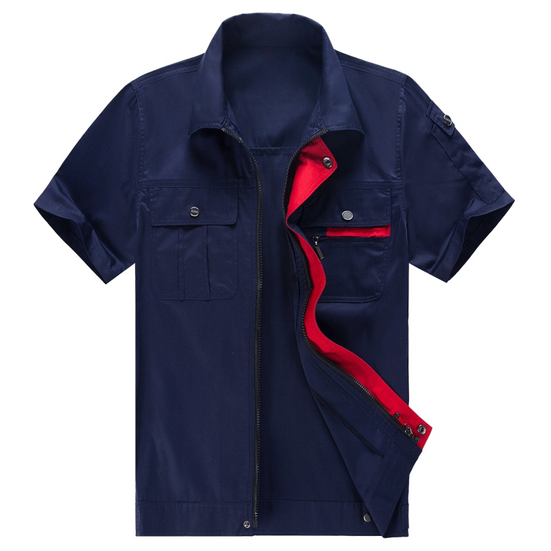 夏季短袖工作服套装男薄款耐磨汽修厂服定制工地劳动劳保服