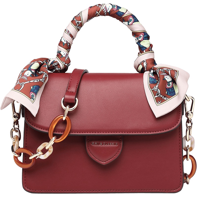 欧米OMI小包包女2019冬季新款丝巾链条包单肩斜挎女包时尚手提包