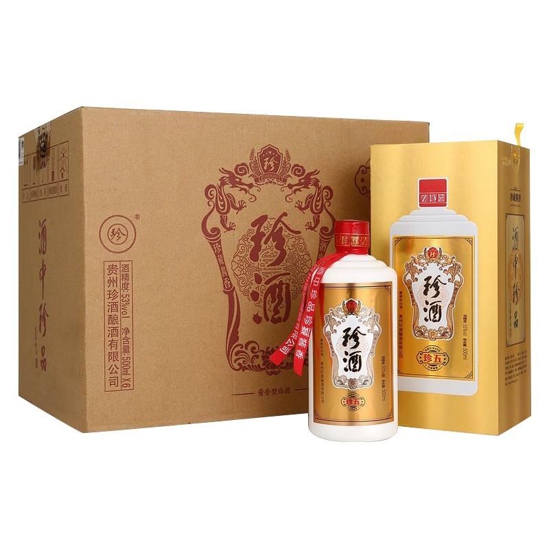 珍酒 珍五 金装版 53度 500ml/盒*6 箱装 酱香型 白酒