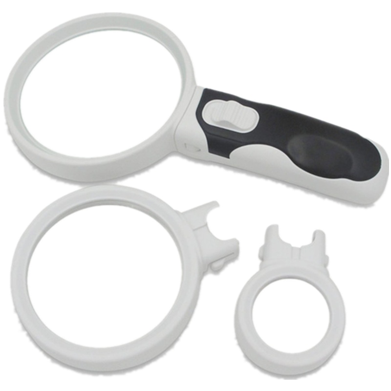 OUJIN 可换镜头2.5倍、5倍、16倍手持式带LED灯阅读放大镜珠宝玉石字画签定放大镜