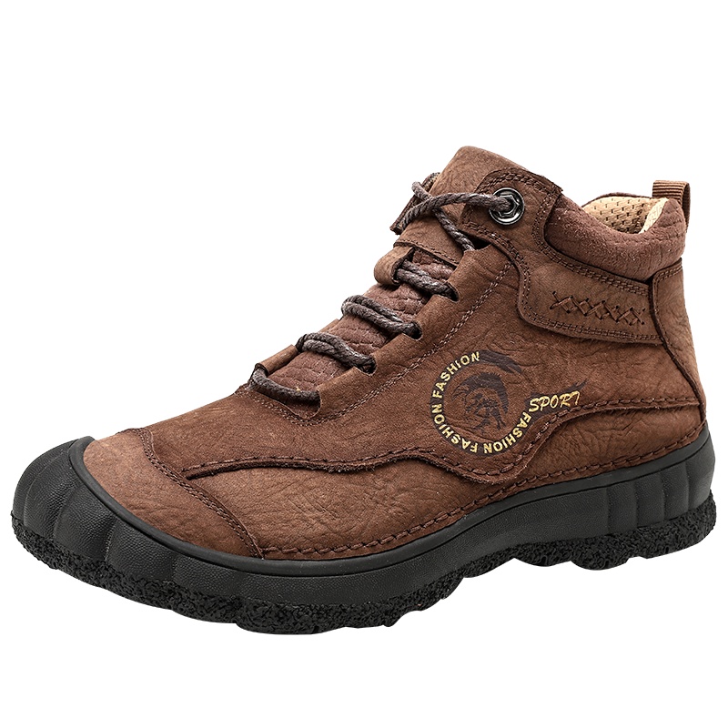 YIBULUOTUO棉鞋男冬季加绒高帮皮鞋真皮男士加厚运动户外徒步鞋子登山鞋马丁靴棉靴