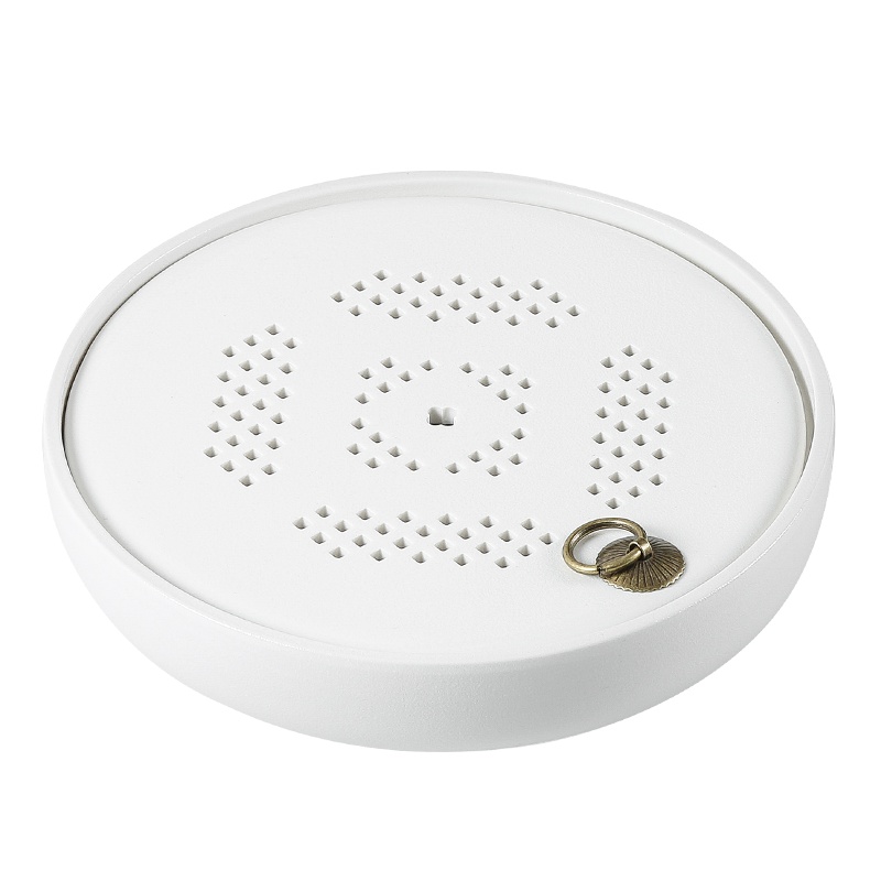 常生源 茶盘 粗陶茶托茶台白色简约日式茶具陶瓷干泡台托盘家用办公室茶海圆形储水盘 初雪茶盘