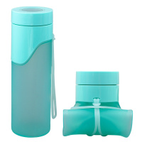 鸣順(Mingshun)硅胶水壶登山户外旅游出差旅行可折叠水瓶水杯运动健身跑步杯子 绿色