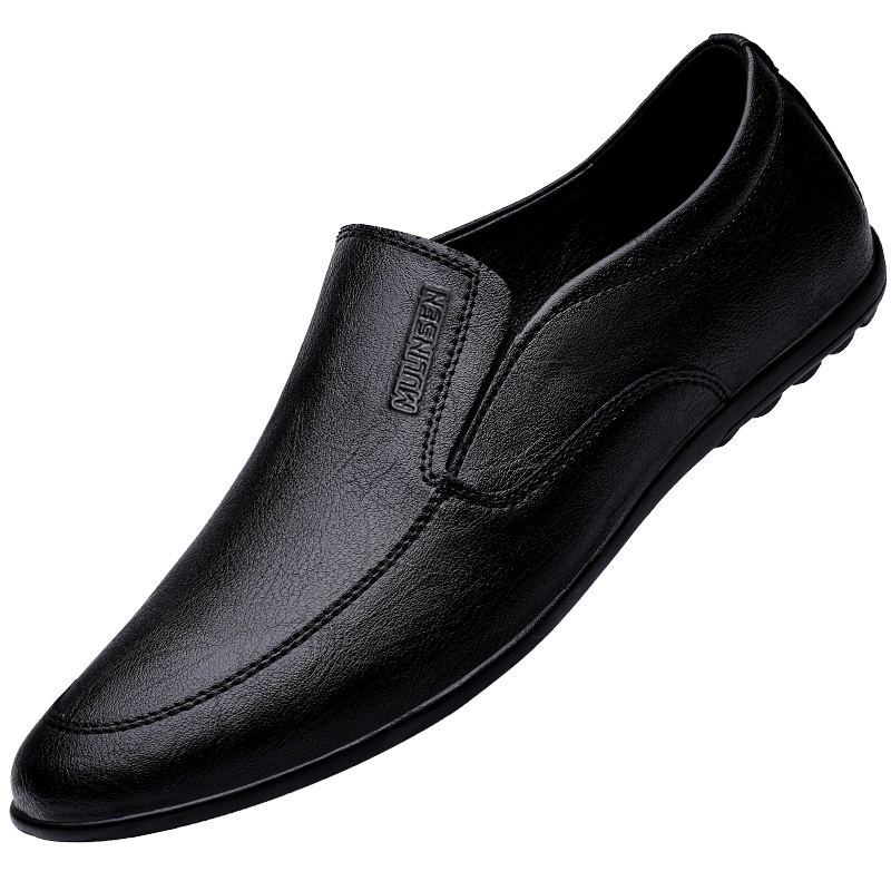 木林森休闲皮鞋男真皮商务百搭一脚蹬男鞋男士豆豆鞋子潮流小皮鞋