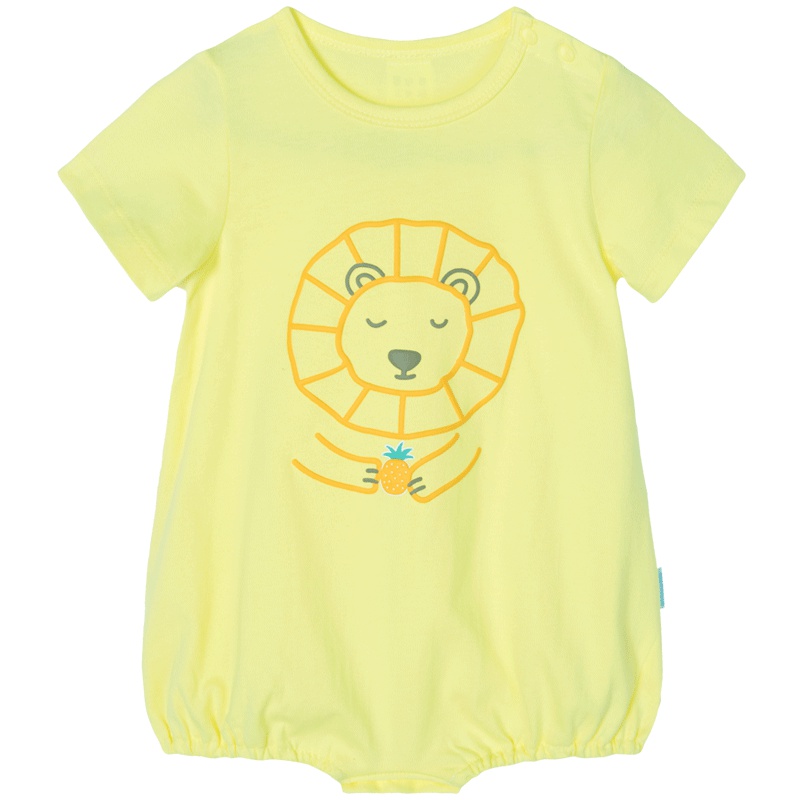 贝贝怡男女宝宝短袖连体衣夏季新款婴幼儿纯棉肩开包屁衣192L235