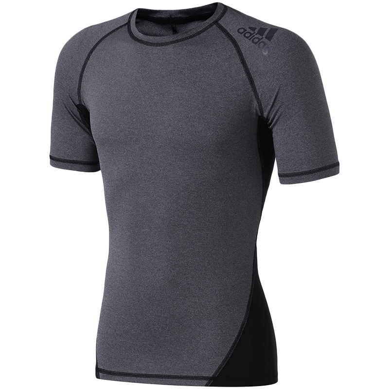 【自营】adidas男服短袖T恤训练跑步健身紧身运动服CD7202 L CD7202灰色