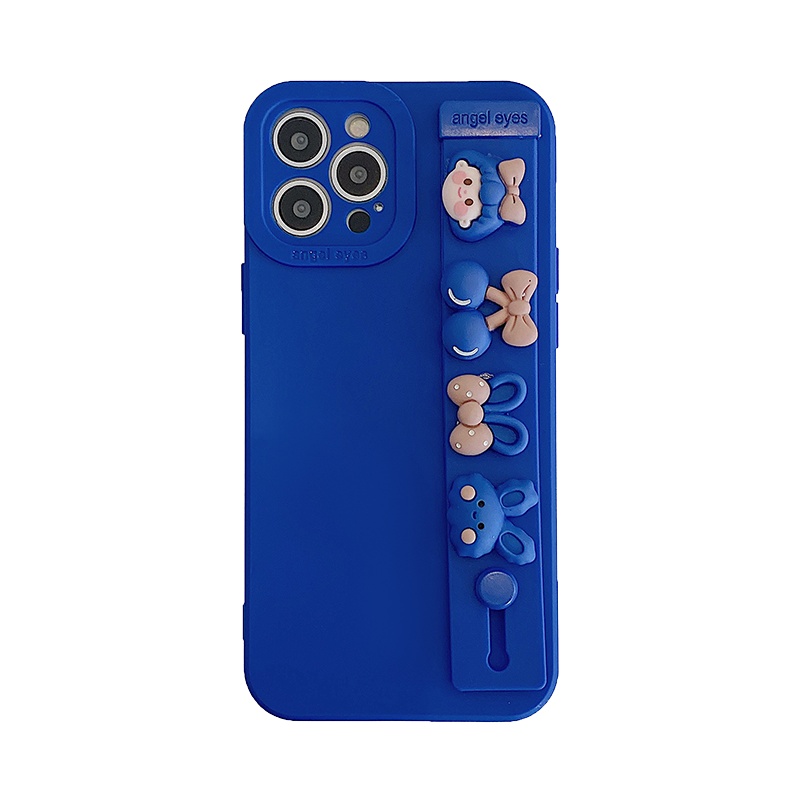卡绮苹果13手机壳iPhone12新款克莱因蓝立体腕带iPhone11promax硅胶xr防摔xsmaxx全包8plus