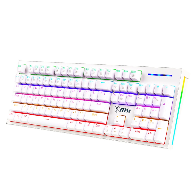 微星(MSI)GK50Z 机械键盘 茶轴 RGB光效 有线 游戏电竞办公键盘 104键 吃鸡键盘 白色