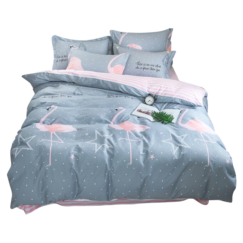 泰念(Tai nian) 简约清新风全棉四件套床上用品斜纹床单式全棉单双人三四件套